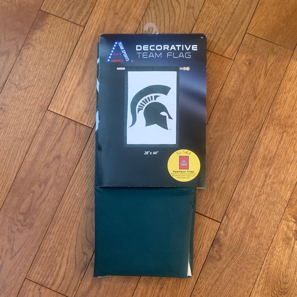 MSU Michigan state University Team Flag with Spartan Logo